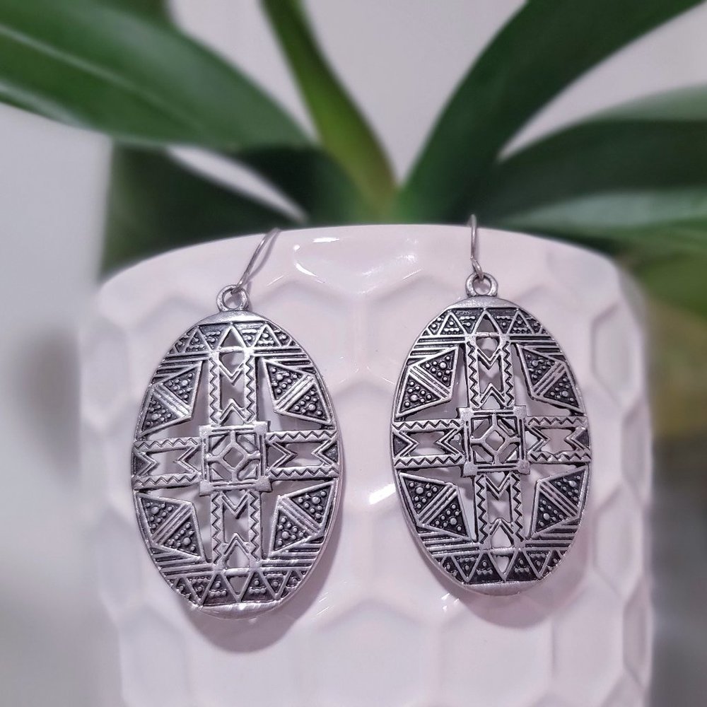 Southwestern Patterned Silver Earrings